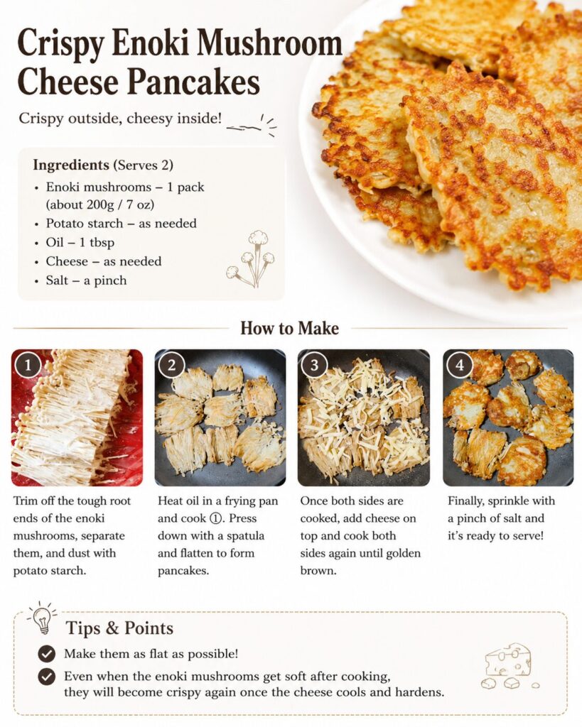 Crispy Enoki Mushroom Cheese Crisps